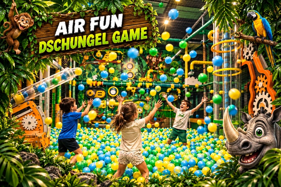 Das Air Fun Dschungel Game mit Bällebad im Dschungel-Camp Bürstadt